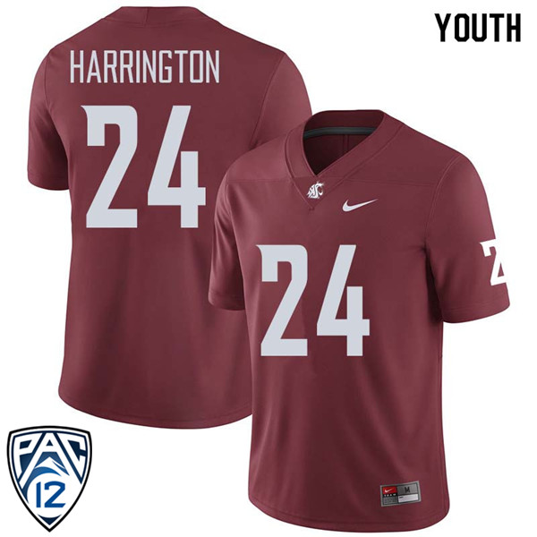 Youth #24 Keith Harrington Washington State Cougars College Football Jerseys Sale-Crimson